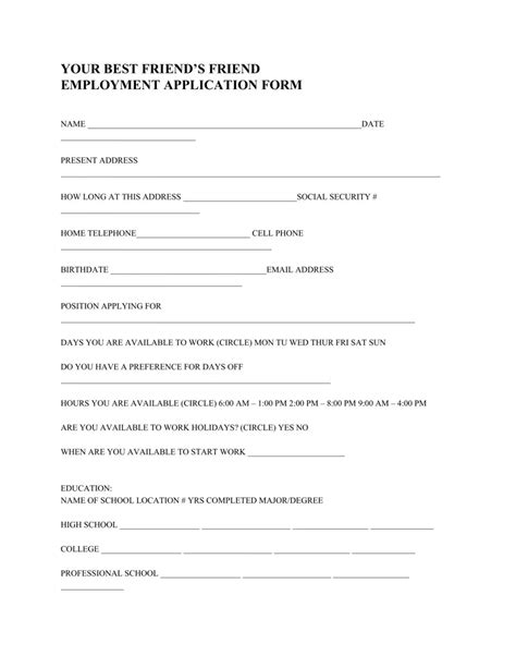 girl best friend application form|Blank Best Friends Application Form 